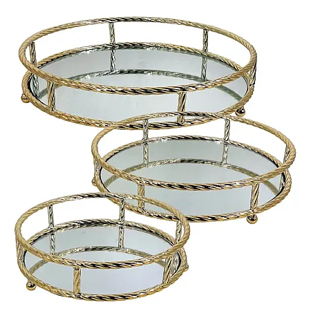 ΔΙΣΚΟΙ ΜΕΤΑΛΛΙΚΟI ΧΡΥΣΟ ΣΕΤ/3 ΣΤΡΟΓΓΥΛΟΙ ΜΕ ΚΑΘΡΕΦΤΗ ΣΤΡΟΓΓΥΛΟ ΧΕΡΟΥΛΙ - S:Φ27, M:Φ32, L:Φ37cm 4/ΚΙΒ